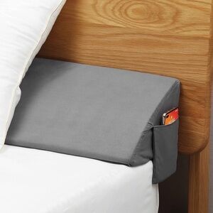 Bed Wedge Gap Filler Pillow | Queen Size | Gray